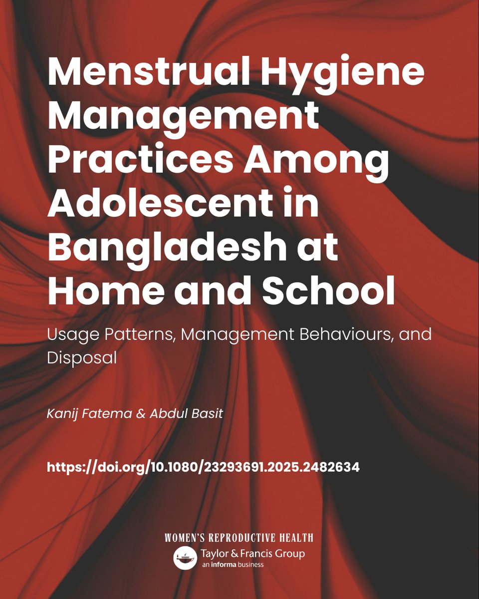 JaneUssher's tweet photo. New study examines menstrual practices among 474 adolescent girls in Bangladesh. Findings show hygiene gaps are more common at home, with poor school WASH (water, sanitation, and hygiene) facilities driving high absenteeism. #WRH
Learn more https://t.co/7i2COSYj0t https://t.co/pizEOM3UL5
