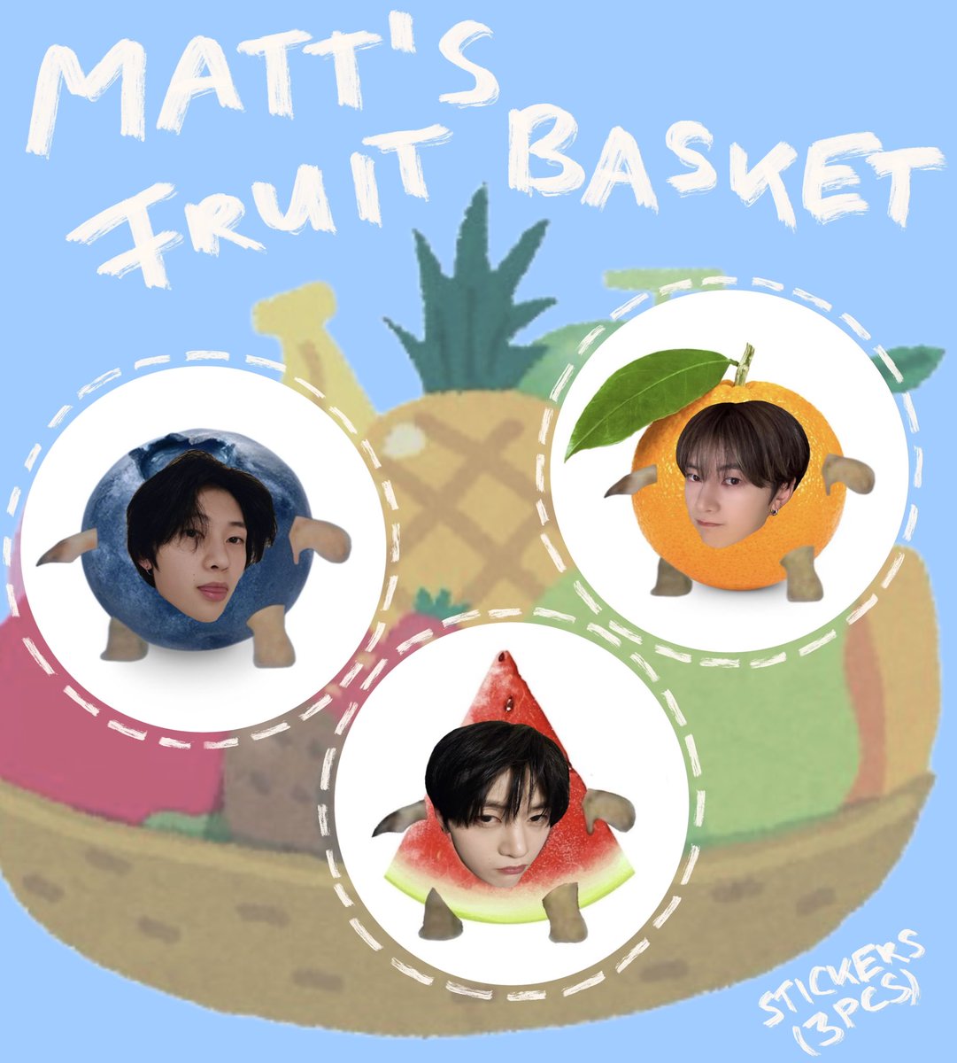 mashutiful's tweet photo. 2026 ZEROBASEONE <HERE &amp; NOW> ENCORE in SEOUL 
#석매튜 #SEOKMATTHEW 나눔 freebies 

🧺 matthew’s fruit basket stickers 🫐🍉🍊

date: 3/13 3/14 3/15 
quantity: 100 each
location: kspo, will post updates on the days 
how to claim: just say hi &amp; #rt if u want https://t.co/Cxt7G845sn