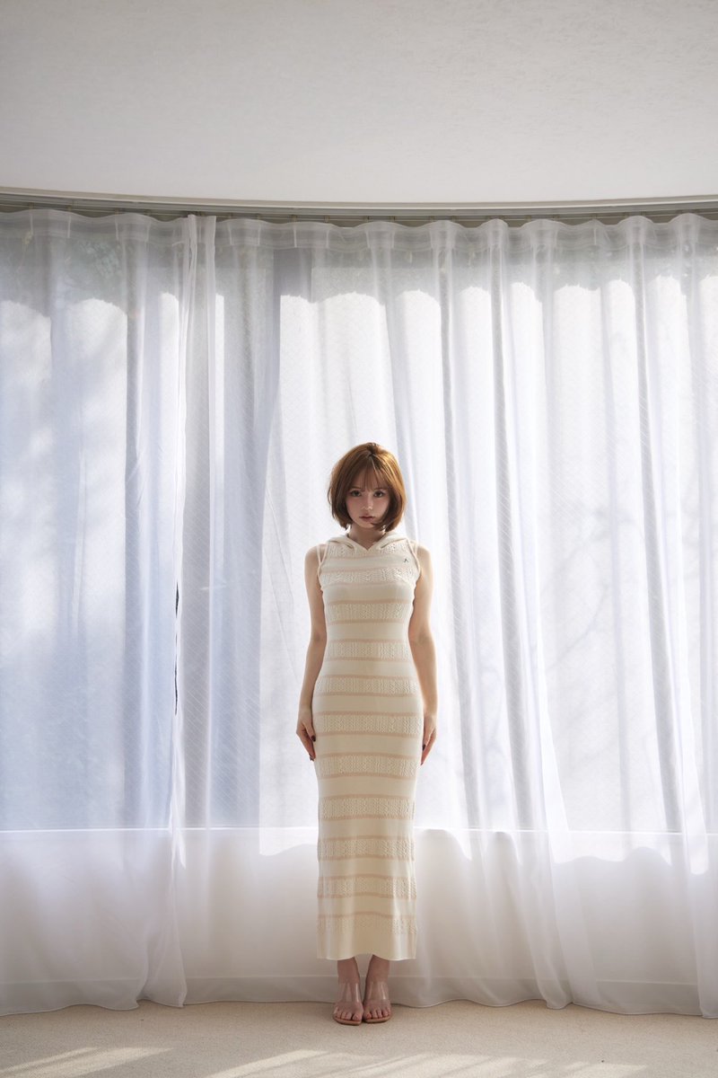 Connie long dress color pink beige/black ¥17,600-tax in ボーダー柄