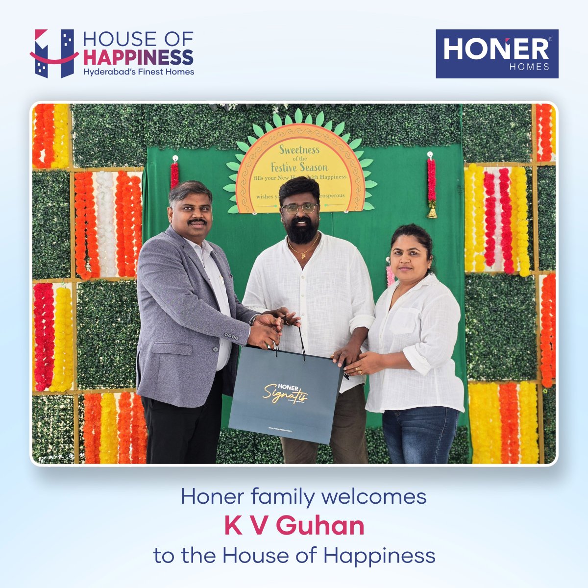 HonerHomes's tweet image. A new chapter of joy begins! 🌟
Honer family is delighted to welcome India's celebrated Cinematographer @kvguhan &amp;amp; his family to the #HouseofHappiness. Here’s to beautiful memories, lasting smiles, and a life filled with happiness at #HonerHomes. 🏡

#HappyCustomer #HOH #Honer