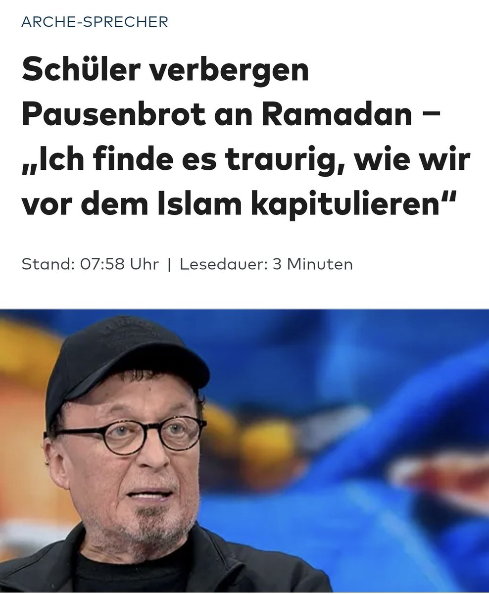 Der Arche-Sprecher hat es erkannt! Deutschland kapituliert vor dem Islam!

Das darf nicht sein! Damit ist Deutschland verloren!

welt.de/vermischtes/ar…