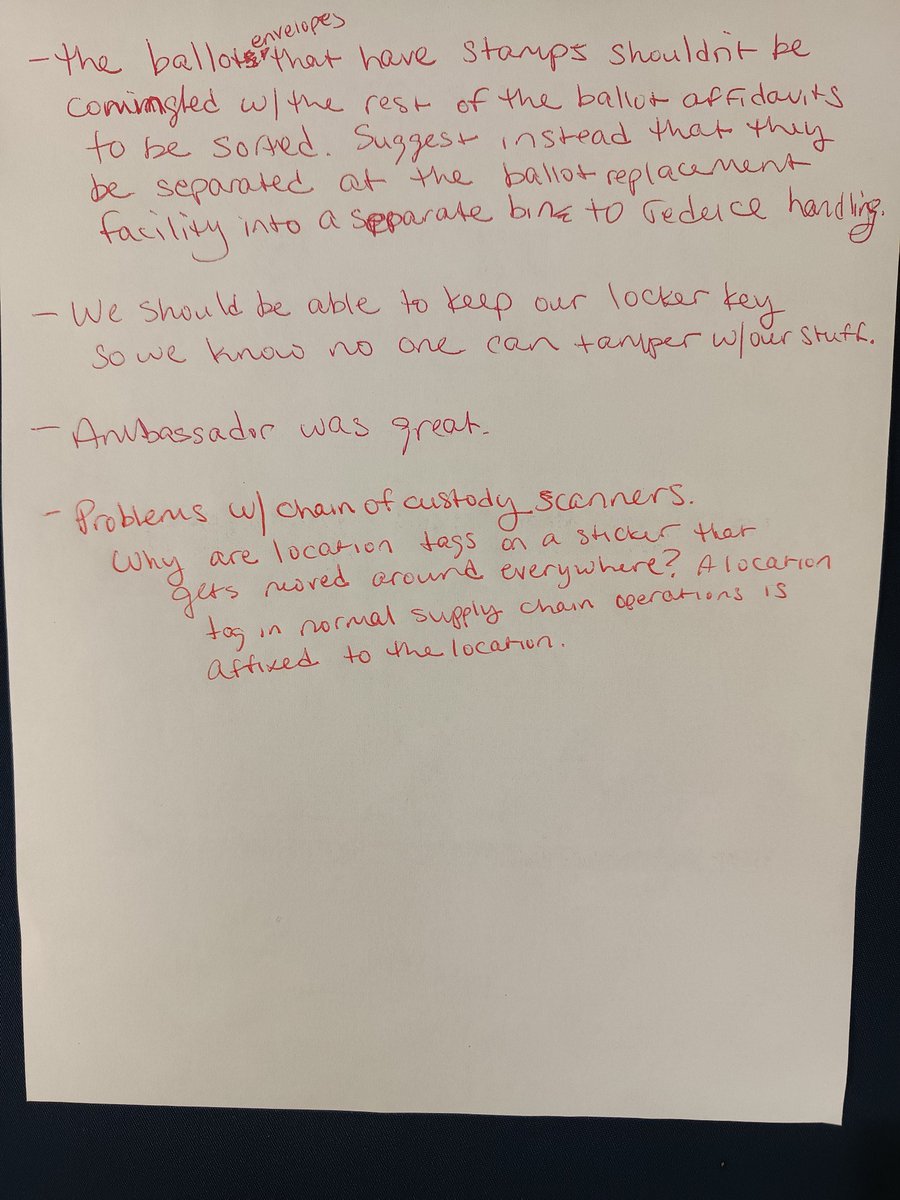 🚨Tonight I was an election observer at Maricopa County Tabulation for the small Tempe election

Attached are the concerns I reported to Maricopa County on their official form. 

I have much longer notes that I will report in a future post -- some of which include very serious