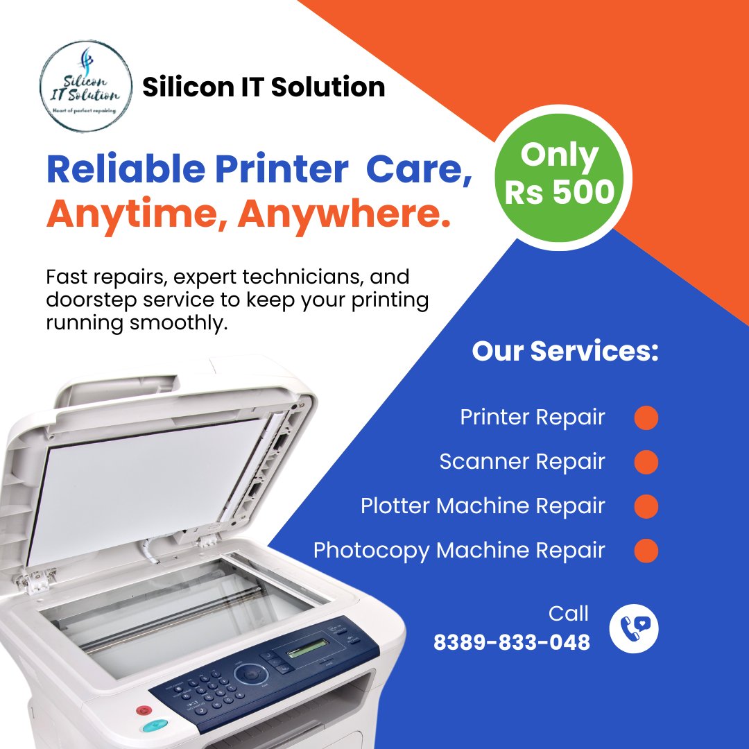 silicon_its's tweet photo. Reliable Printer Care, Anytime, Anywhere. Fast repairs, expert technicians, and doorstep service to keep your printing running smoothly.
#PrinterRepair
#PrinterService
#ReliablePrinterCare
#OnsitePrinterService
#KolkataPrinterService
#OfficePrinterRepair
#TechSupport
#PrinterFix https://t.co/nkLvtAW2Af