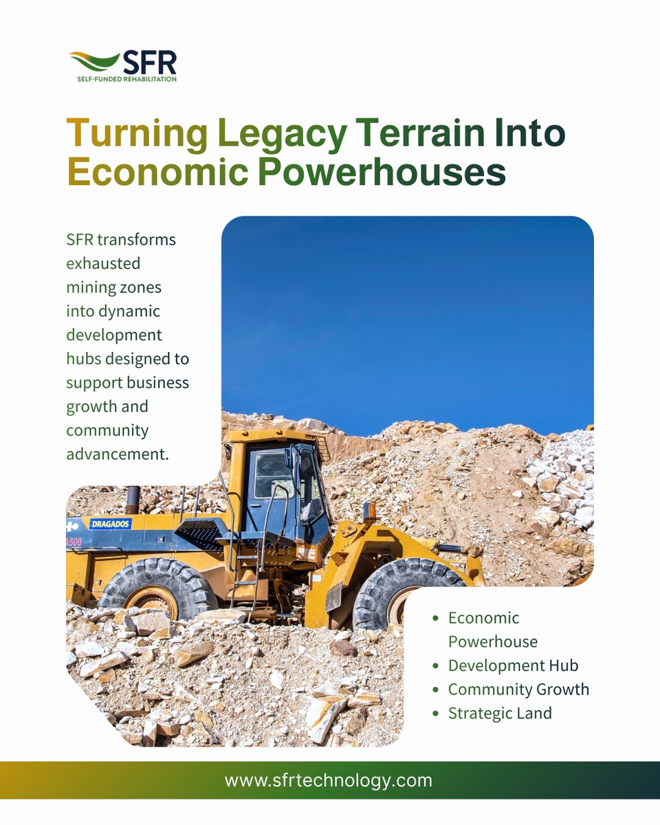 SfrTechnology's tweet photo. Through Self-Funded Rehabilitation (SFR), @GolkorInc converts legacy mining terrain into opportunities for economic growth and regional development.
Learn more: https://t.co/OTgkvoHH81
#PostMining #LandRestoration #Golkor https://t.co/hcoMHNMY5g
