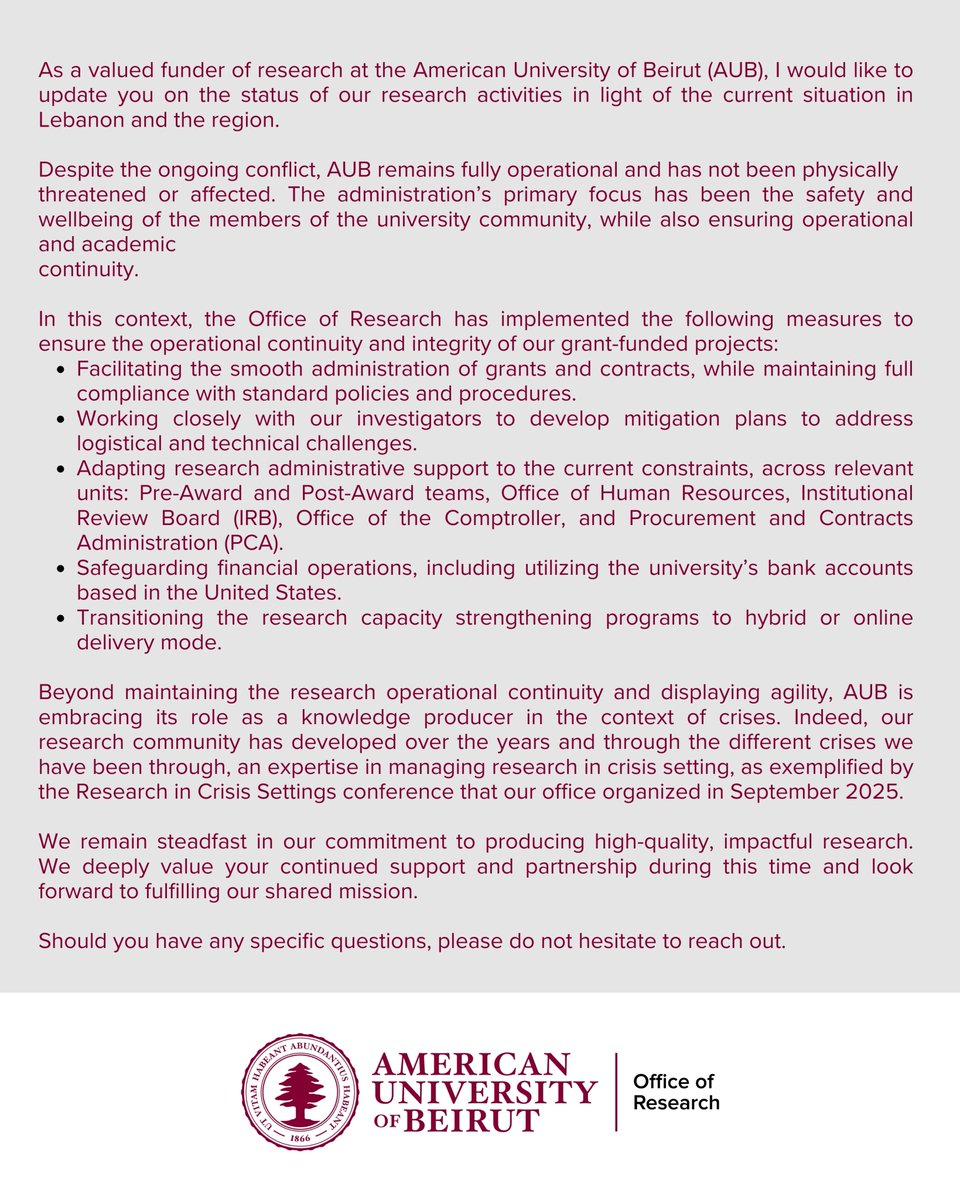 AUB Office of Research tweet media