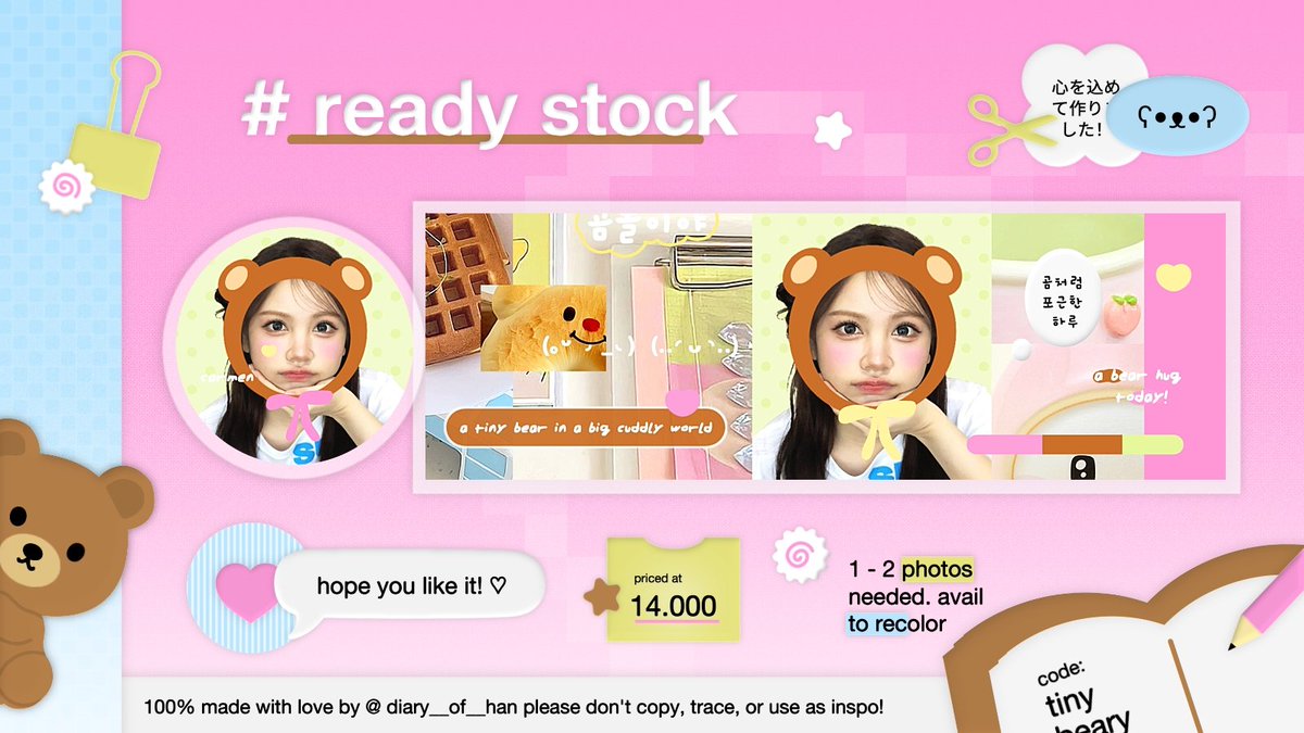 help repost yaaa, timakaciw! 🐻🪽

halo semuanyaa :3 aku punya 6 layout ready stock girlgroup (yuha, wonhee, winter, carmen, haum, dan sui) dengan harga masing masing tertera pada gambar yang bisa kalian jemput melalui DM! kalau minat bisa DM aku yaa! 🩷🫶🏻 #zonauang #zonaba