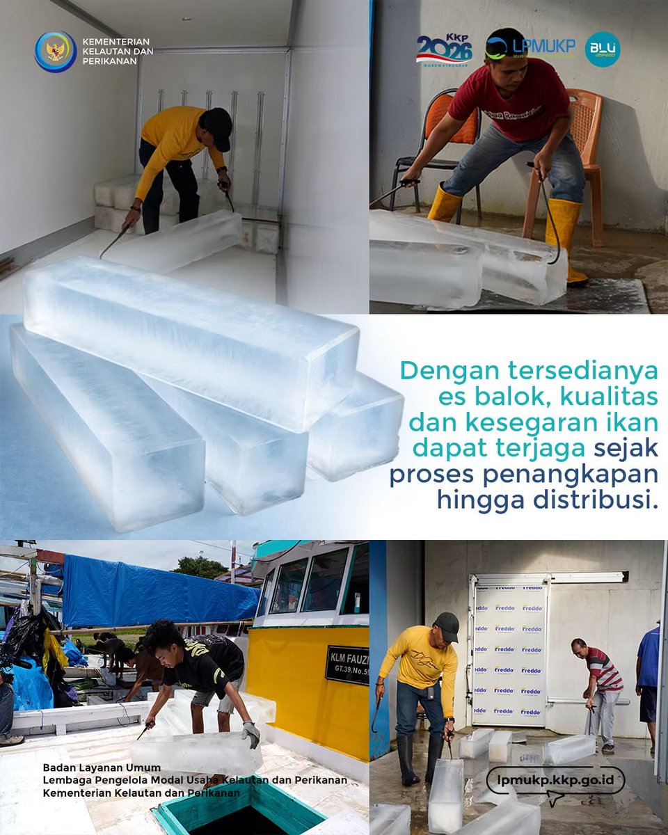 lpmukpgoid's tweet photo. Keterbatasan es balok menjadi tantangan nelayan di Maros dalam menjaga kesegaran ikan. Koperasi Produsen Marindo Citra Bahari kini memiliki pabrik es berkapasitas 200 balok/hari untuk memenuhi kebutuhan nelayan dan pelaku usaha perikanan❄️🐟

#KKPGOID #LPMUKP #UsahaPerikanan https://t.co/7qMqOwE8Mt