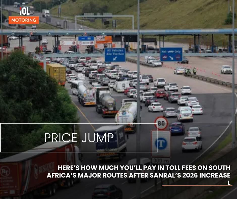 IOL's tweet image. Easter road trips just got pricier. From March 1, 2026, Sanral raised toll fees by 3.12%, slightly below inflation but still hitting wallets hard, with some toll gates now over R100. @IOLmotoring
#motoring #Sanral #roadtrips #tollgates #toll #prices #diesel #fuel #hikes 
Read on