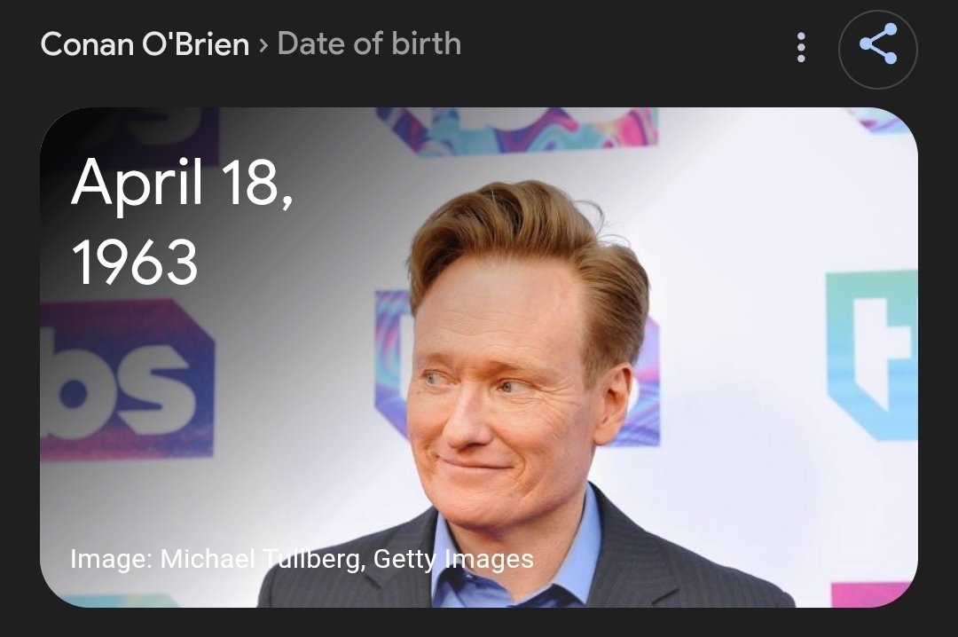 This Is Wild!

The Eve of The Oscars (3/14) Is Conan O'Brien's Manchurian Candidate Nexus Wherein He Will Be 62y10m24d Old (The Release Date of The Manchurian Candidate)

And From The Release of The Manchurian Candidate on 10/24/62 To The Eve of The Oscars (3/14) Is 63y4m18d