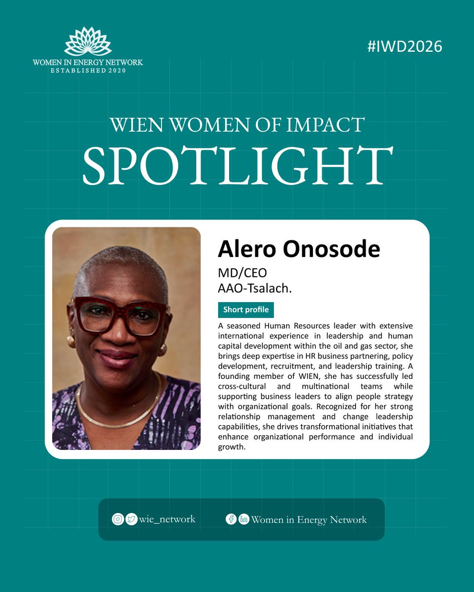 WIEN IWD 2026 Spotlight Series - Day 2✨

Our International Women’s Day spotlight for today features three incredible WIEN women whose leadership continues to inspire excellence across the energy value chain.

Here are today’s IWD spotlights