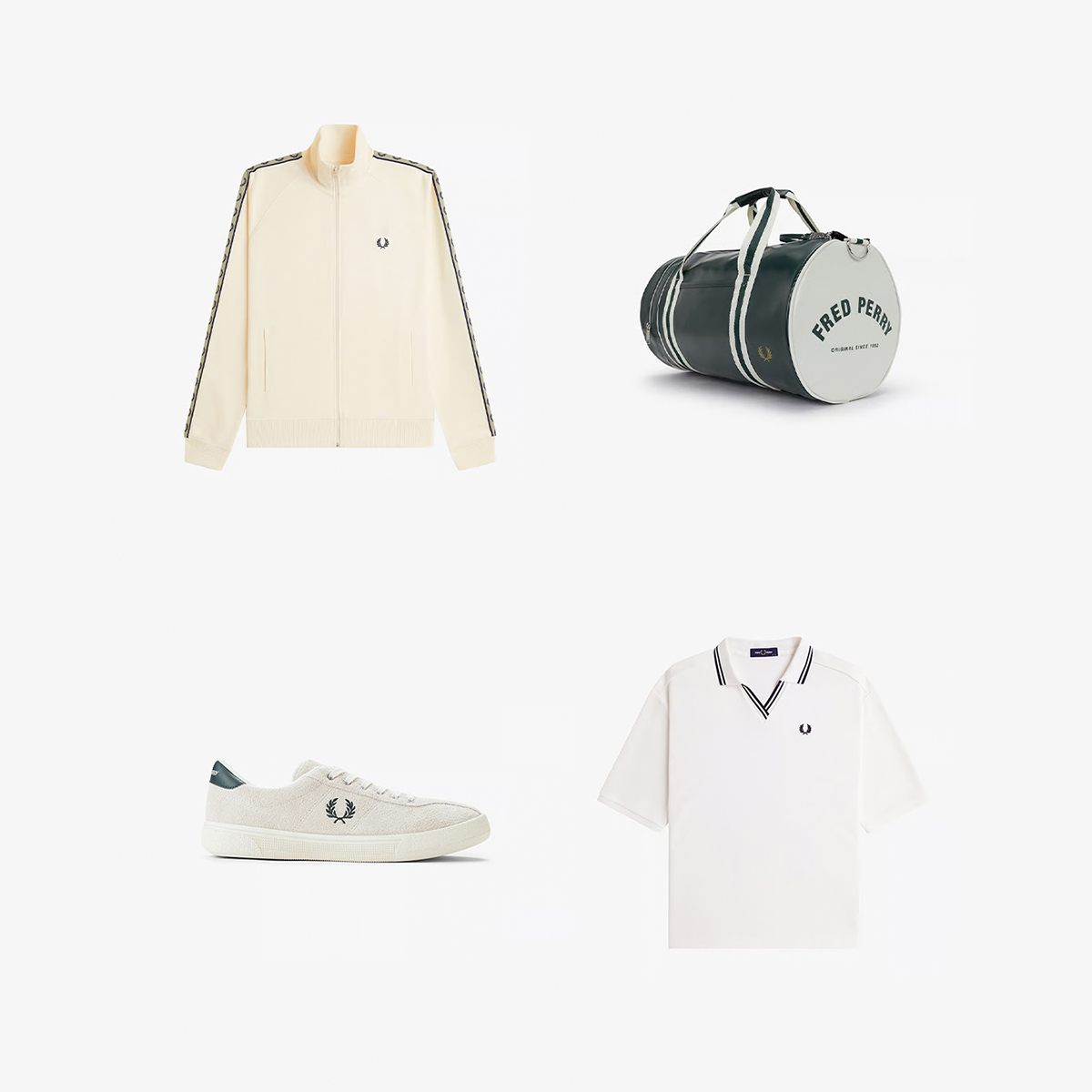 FRED PERRY ホワイトセットアップ Fred Perry tape track jacket in ecru | ASOS