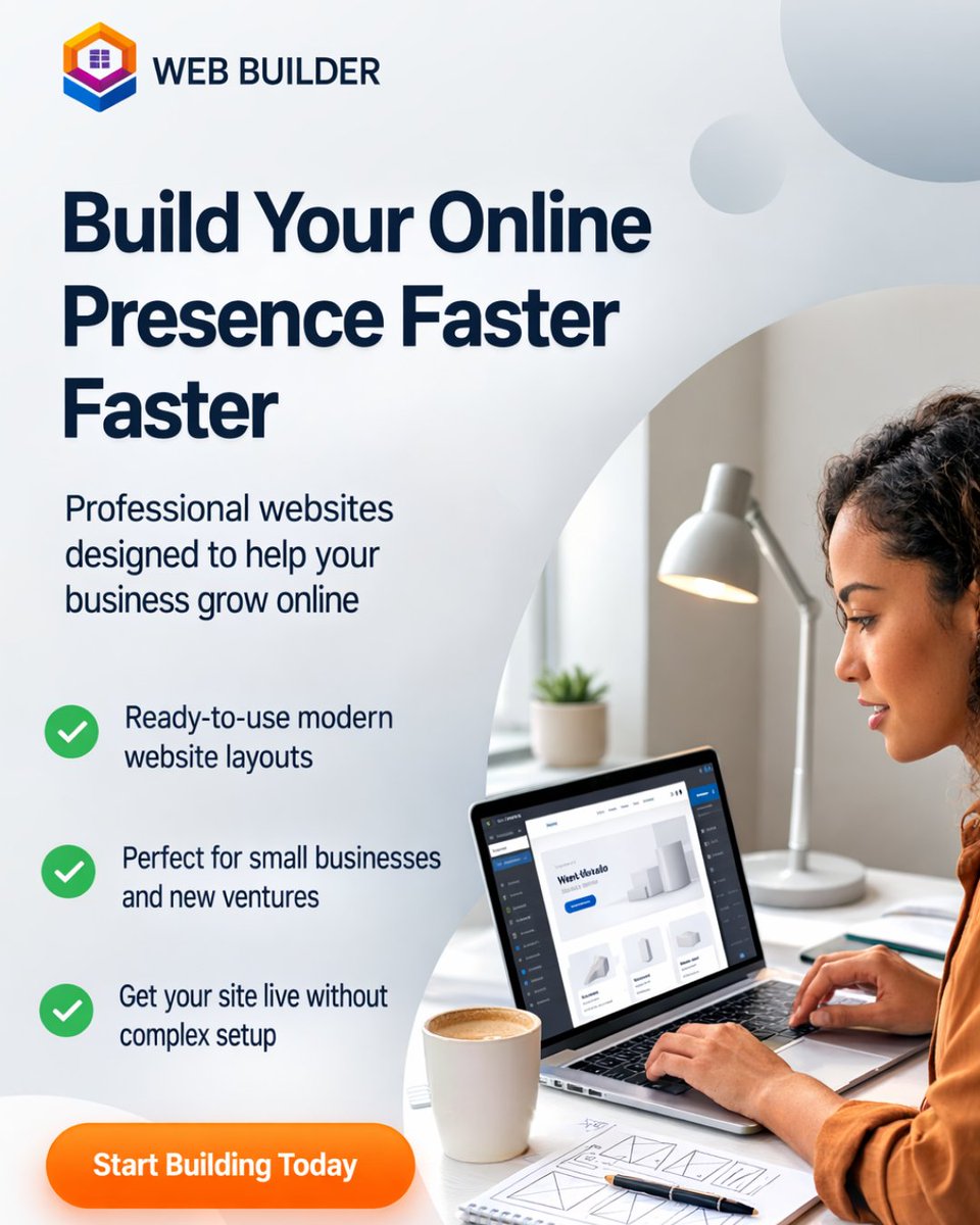 AnkitaChou91696's tweet photo. Building a website shouldn’t be complicated.

With Web Builder, you can launch professional websites quickly using ready-to-use layouts designed for real businesses.
Perfect for startups &amp; small businesses.

Start building today.
#WebBuilder #StartupTools #WebsiteBuilder https://t.co/VekN59XNwI