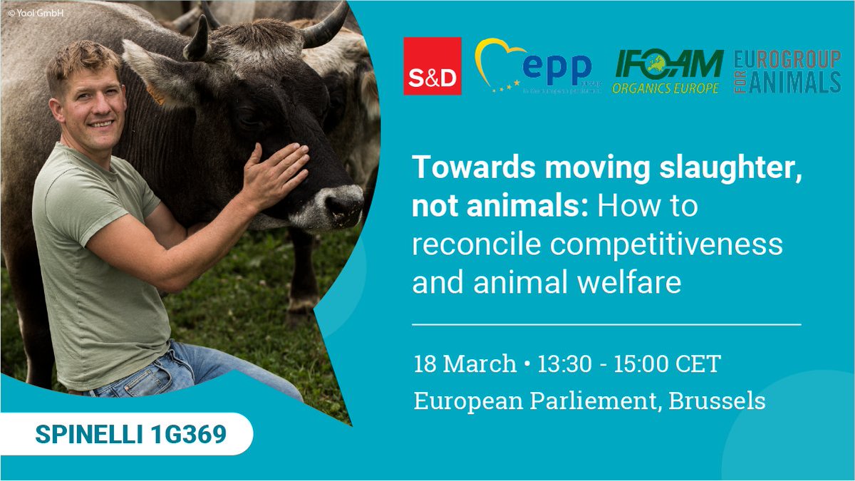 OrganicsEurope's tweet photo. As the EU debates animal transport rules, solutions exist to reduce long journeys for animals. Join us at the EP to discuss mobile slaughter units w MEPs @norbertlins, Noichl, &amp; @vrecionova. Welcome words by @CHansenEU
📅 18 Mar | 🕒 13:30–15:00
👉Register https://t.co/ahWo00FgvY https://t.co/8R9SQo2GXS