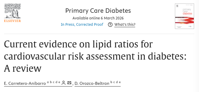 MapUMH's tweet photo. El profesor del Máster Domingo Orozco Beltrán ha publicado junto al investigador Enrique Carretero en la revista Primary Care Diabetes el artículo "Current evidence on lipid ratios for cardiovascular risk assessment in diabetes: A review" https://t.co/GvlZU1G2Ja https://t.co/rgEDOiUlJX
