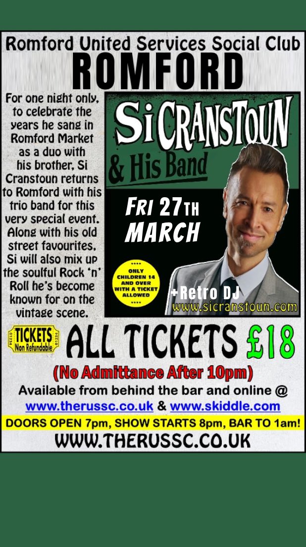 SiCranstoun's tweet photo. A Romford Return ✊
Tickets : https://t.co/dtJN5pcfGC https://t.co/ll3VCroQqa