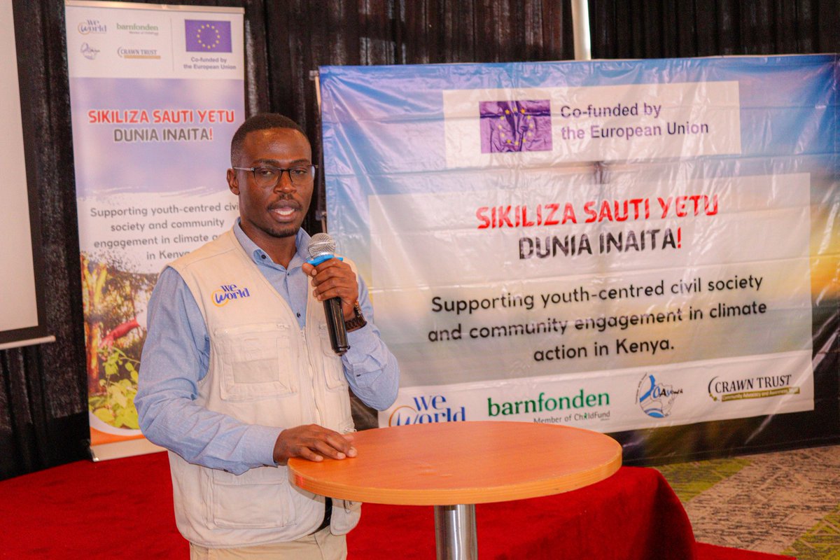 Oayouthkenya's tweet photo. Communities hold the solutions to the climate challenges they face,  and today we are taking a big step in supporting those solutions.

We have joined @WeWorldOnlus at PrideInn Azure for the official launch of the sub-granting initiative under the #SikilizaSautiYetu Project, bringing together Civil Society Organizations and Community-Based Organizations from Nairobi, Isiolo, and Kwale.

Through this initiative, various grassroot organizations,  including  women-led and youth-led groups, will receive financial support to implement community-driven #climatesolutions that respond directly to the realities on the ground.

Implemented together with other consortium partners including  @crawntrustkenya and Barnfonden,  this initiative seeks to strengthen the role of grassroots organizations in shaping #sustainable and locally driven #climateaction.

Stay tuned for more updates from the launch👊

#CommunityClimateAction #YouthVoices #Nairogreen