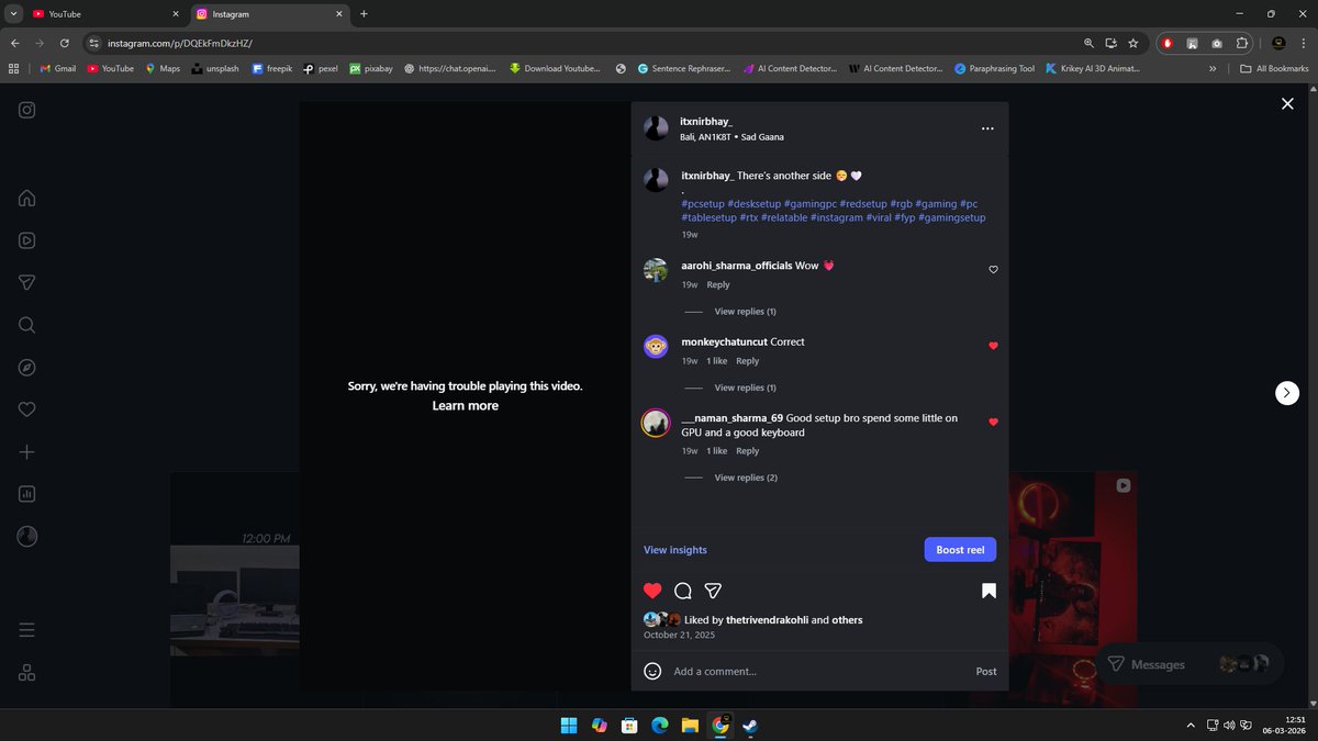 itxnirbhay_'s tweet photo. @instagram @Meta

Thanks for restoring our collab reel after the hack of @therishabhyaduvanshi_official.

But the video now shows “Sorry, we're having trouble playing this video.”

My account: @itxnirbhay_
Please help fix the playback issue. https://t.co/Bf2WSVppab