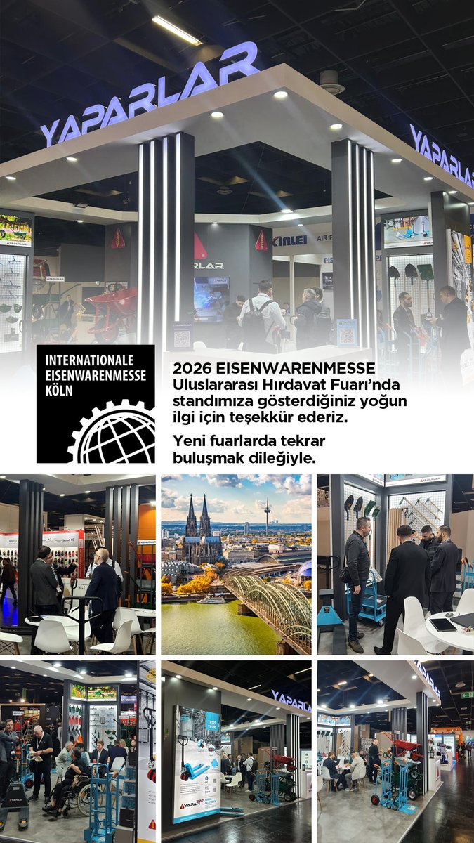 YaparHandling's tweet photo. Thank you for the great interest you showed in our booth at the 2026 EISENWARENMESSE International Hardware Fair.
We hope to meet you again at future fairs.

#yaparlar #Eisenwarenmesse #InternationalHardwareFair #Cologne2026 https://t.co/6oM68Yzfnu
