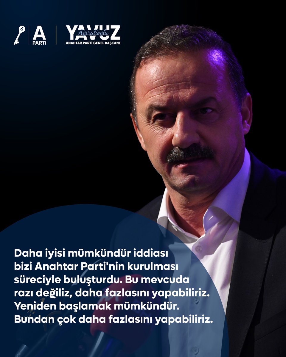 anahtarparti's tweet photo. Daha iyisi mümkündür iddiası bizi Anahtar Parti'nin kurulması süreciyle buluşturdu. Bu mevcuda razı değiliz, daha fazlasını yapabiliriz. Yeniden başlamak mümkündür. Bundan çok daha fazlasını yapabiliriz. https://t.co/gwLwiKyVPe