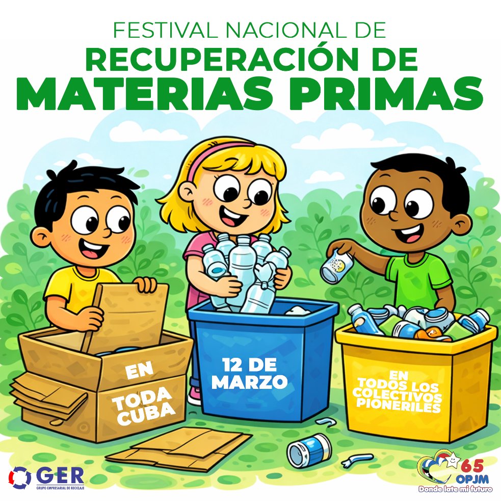 ♻️ El Festival Nacional de Recuperación de Materias Primas continúa en todo el país, y los pioneros cubanos demuestran que reciclar también es hacer Patria. 🌱 #OPJMCuba #MisManosPorCuba