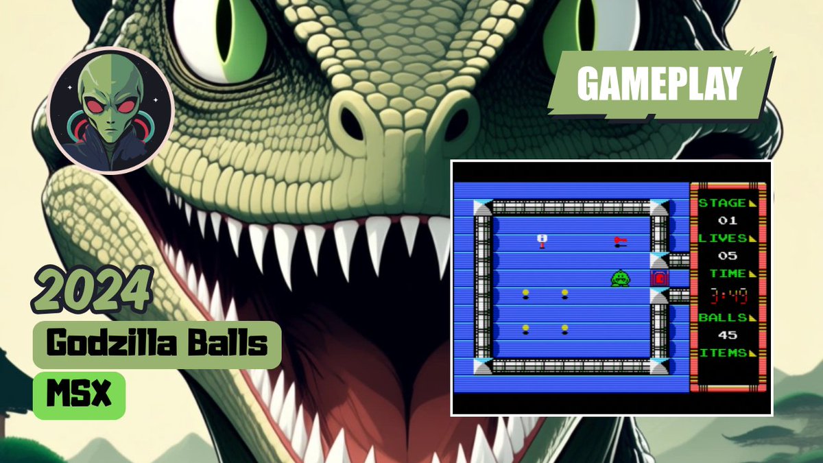 brewotakumag's tweet photo. Players must coordinate the movements of 🦖 Godzilla and 🐢 Gamera to solve 🧩 puzzles and gather 🔴 items. @Paxanga_Soft 

YT: https://t.co/N122w2XgSc
DL: https://t.co/56WEncxcgH

#msx #game #gameplay #homebrew #godzillaballs https://t.co/7xkf5lkW5n