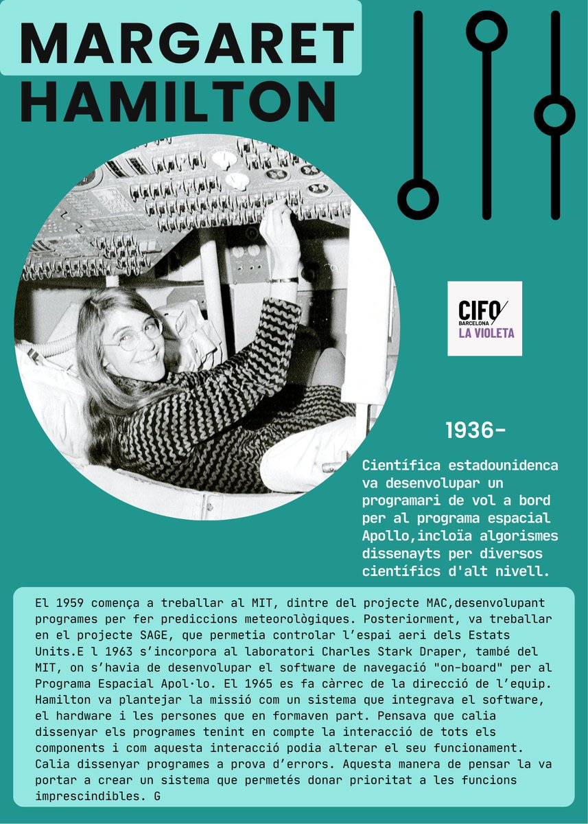 👾Margaret Hamilton · La dona que va portar el codi a la Lluna· Mentre alguns somiaven amb la Lluna, Margaret Hamilton s’assegurava un programari sense errors. 🛸🛰️

#CIFOlaVioleta #8M #donesTIC #Talent #tecnologia #revolucióndigital #Futuro #TransformaciónDigital #CIFO #8M2026