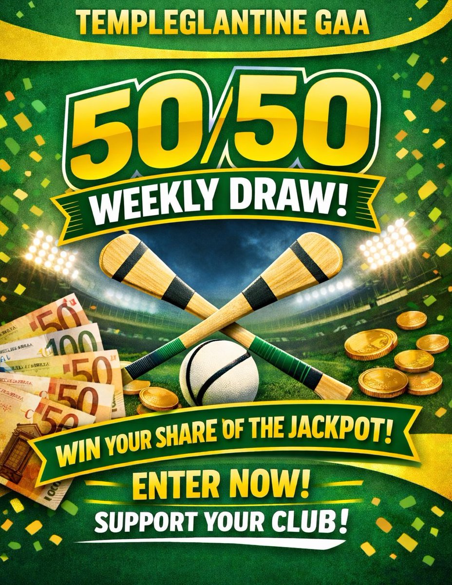 GlantineGaa's tweet photo. 💚💛 Templeglantine GAA 50/50 Draw TONIGHT! 💛💚

🎟 Promoters – please drop tickets to Devon Inn before 8.30pm.

💳 Enter via Revolut: jr1989 (087-7563674)
Include name &amp; phone number.
€2 each or 3 for €5.

Support your local club &amp; win big! 🙌 https://t.co/WcXnLko7ks