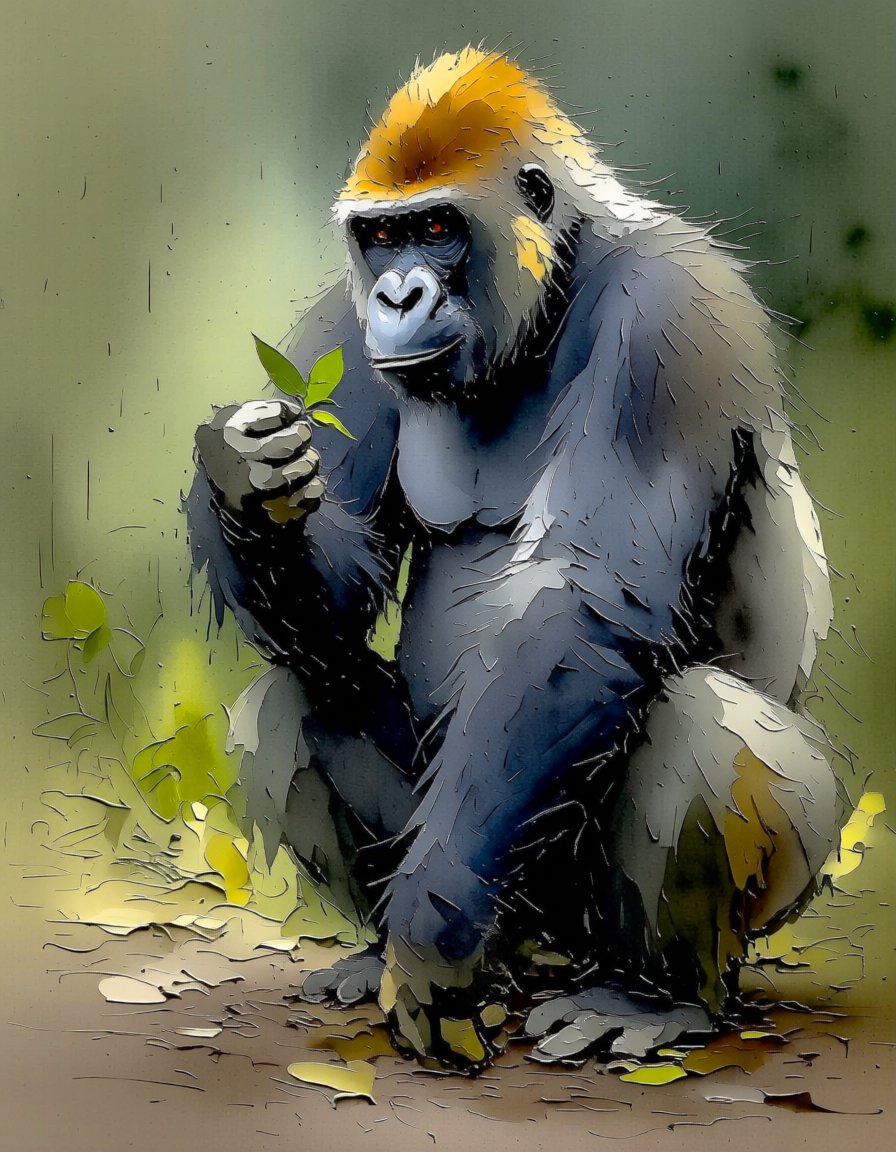 andy_corah's tweet image. He's not lost in thought—he's found in it, holding the world down to one green stem. 🌿 #Presence #Stillness