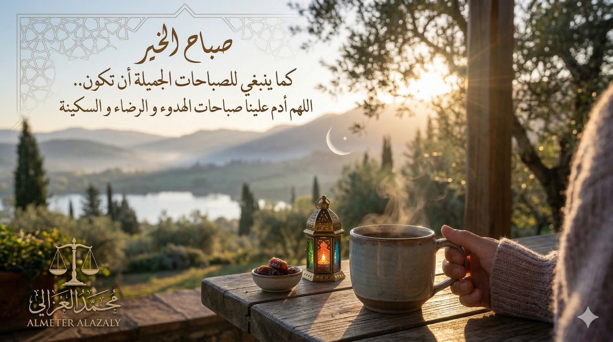 AlmeterAlazaley's tweet photo. صباح الخير كما ينبغي للصباحات الجميلة أن تكون.. ✨
اللهم أدم علينا صباحات الهدوء، والرضاء، والسكينة. 🤲🤍

محمد العزالي ✍️⚖️
 ALMETER ALAZALY https://t.co/MwcHd3C3yg