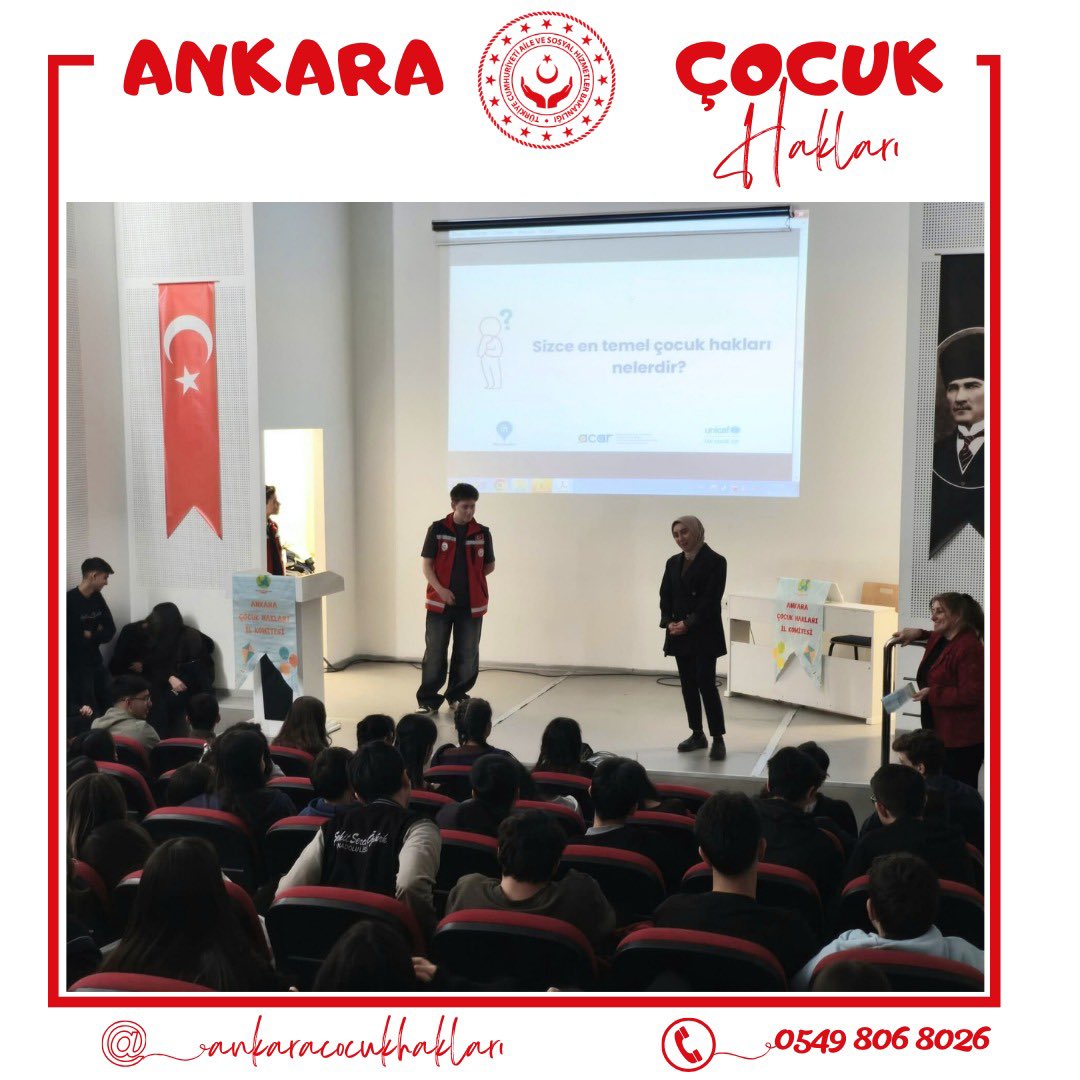 Ankaraashcocuk's tweet photo. UNICEF tarafından yürütülen ve Çocuk Hizmetleri Genel Müdürlüğü’nün paydaşı oluğu #ACAR (Çocuklar için Hesap Verebilirlik, Haklar için Savunuculuk) Projesi kapsamında Şehit Sercan Öztürk Anadolu Lisesi’nde akrandan akrana öğrenim tekniğiyle ‘Çocuk Hakları’ tanıtıldı. https://t.co/9L9ecWGIYy