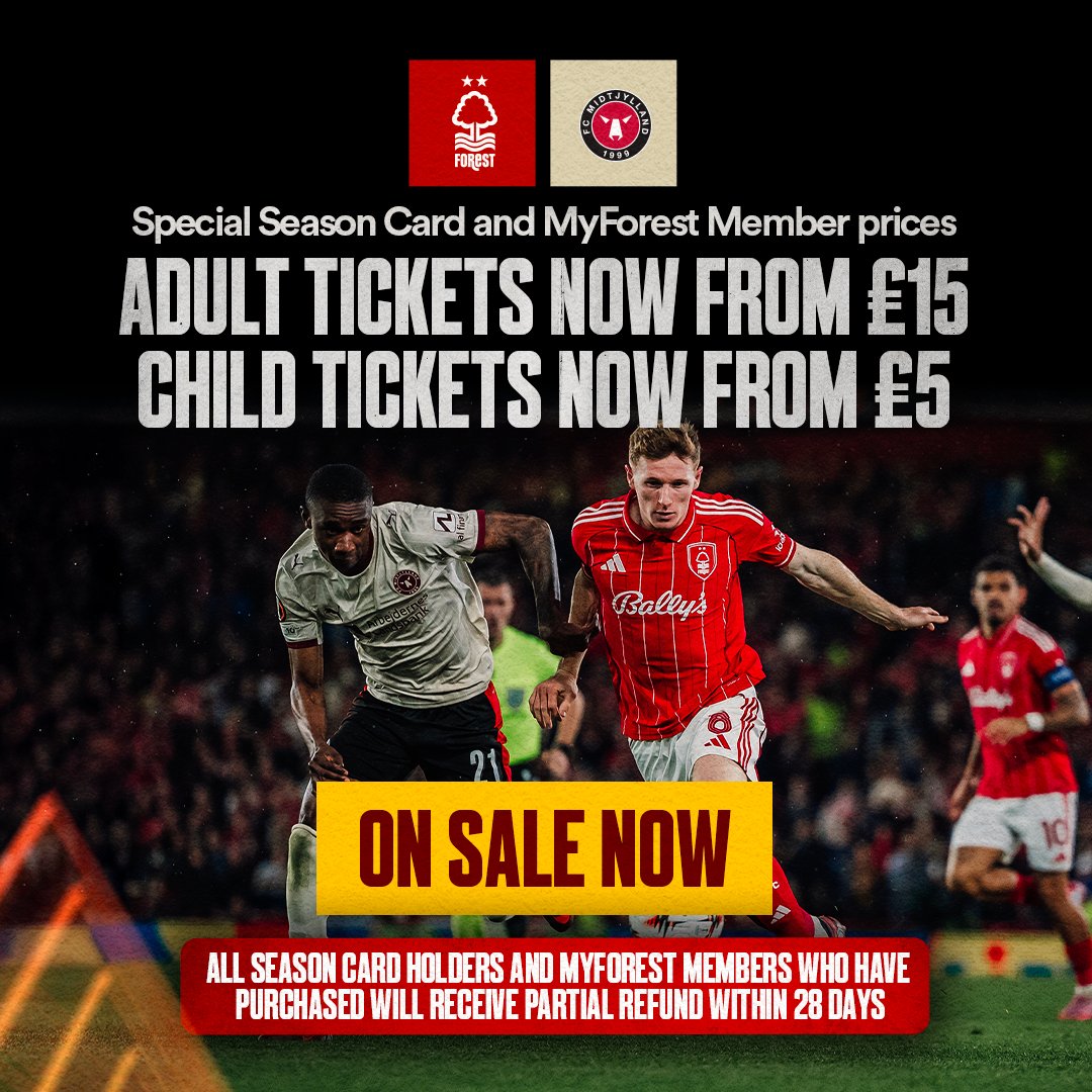 NFFC's tweet photo. As the Club prepares for tomorrow's UEFA Europa League Round of 16 match against FC Midtjylland, we have listened to supporter concerns regarding the cost of tickets for this fixture.