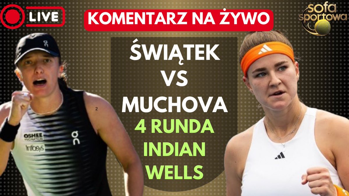 SofaSportowa's tweet photo. Czy Iga Świątek zdoła przerwać passę 8 z rzędu wygranych meczów Karoliny Muchovej? 

Zapraszamy od godziny 19:00 na relację z meczu Polki z „ Federerem w spódnicy” 😉
Zacznie @AgataBachanek a około 19:25 będziemy już w pełnym składzie 👍

Link do relacji w komentarzu⬇️ https://t.co/8SZsG3aPvC
