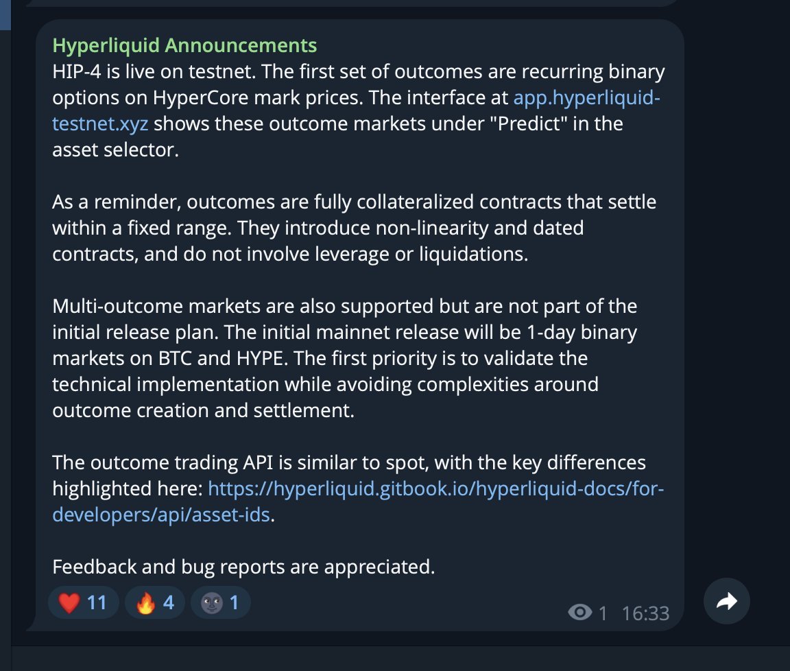 📊 Hyperliquid Daily Alpha - Mar 11

1️⃣ HL Core
- Portfolio Margin hits alpha, borrow up to $1M against $HYPE &amp; BTC. Under $500k portfolios, you're in 
- HIP-4 testnet live, binary outcome markets, no liq, no leverage. Prediction markets loading... 👀

2️⃣ Eco &amp; Wins
- <a href="/byreal_io/">Byreal</a>