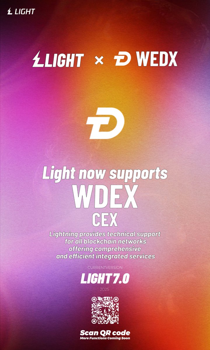 📢 LIGHT × WEDX
Lightning now supports WEDX exchange
🔗llkkz.net