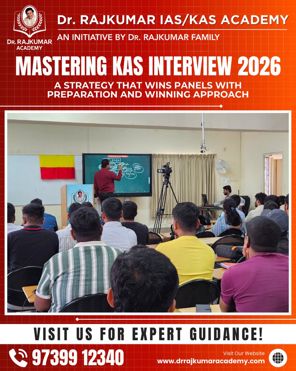 DrRajAcademy's tweet photo. A power packed session on mastering the KAS Interview 2026 with insights that shape future officers.
Aspirants gained valuable strategies on preparation, panel approach and personality test techniques from Abhishek Hegde, DC Commercial Tax, GoK.

#KASInterview #DrRajkumarAcademy https://t.co/eheKl3jKnC