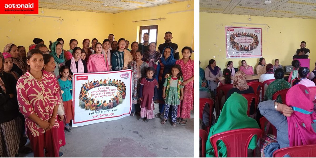 On the occasion of International Women’s Day, a Mahila #MazdoorPathshala was organised by ActionAid Association, in Kidi Gram Panchayat, District Chamba, Himachal Pradesh. The session brought together 43 women from eight villages, primarily MGNREGA workers, domestic/construction