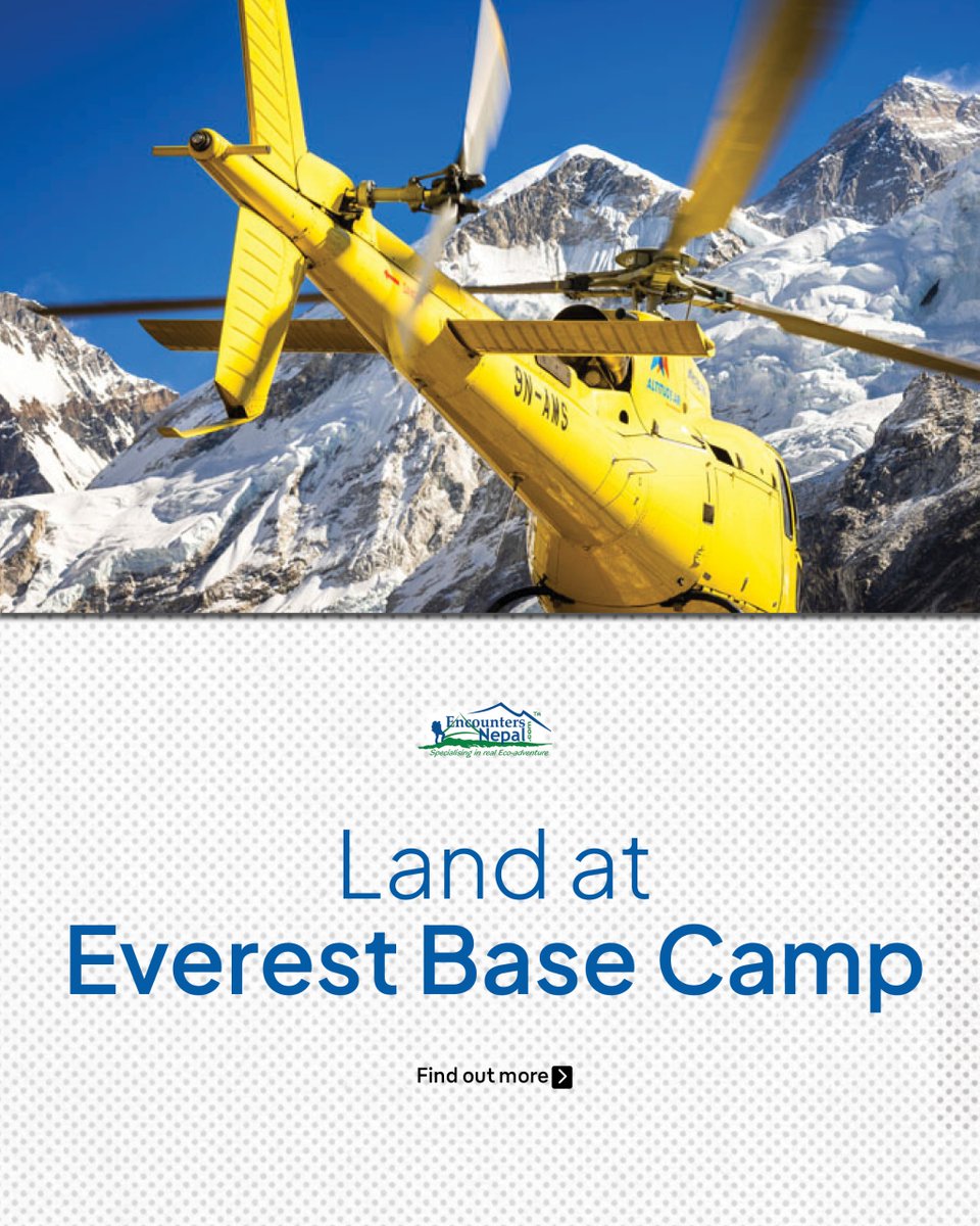 rishinepal's tweet photo. @encountersnepal  🌍 4 CONTINENTS, 1 BUCKET LIST: THE ROOF OF THE WORLD! 🏔️
Check out why travelers from all over the globe are booking this flight:
 https://t.co/DiiPnmTE9v

#MountEverest #EverestHelicopter #BucketList #VisitNepal #TopOfTheWorld #EncountersNepal #LuxuryTravel https://t.co/meqft7dCX1