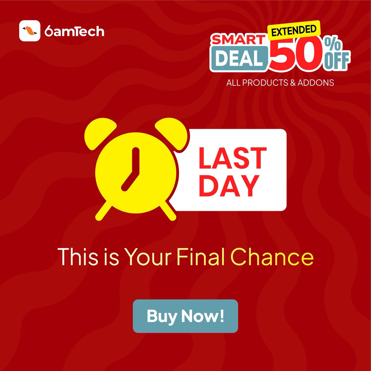 6amTech's tweet photo. 🚨 Last Chance!

Get 50% OFF on every 6amTech script &amp; add-on.

✔️ Ready-to-use eCommerce solutions  
✔️ Powerful add-ons  
✔️ Fully customizable  
✔️ CodeCanyon best-seller

⏳ Deal ends today!

Grab it now: https://t.co/okglinbkgJ

#6amTech #CodeCanyon #SmartDeal https://t.co/SiRASdtJHp