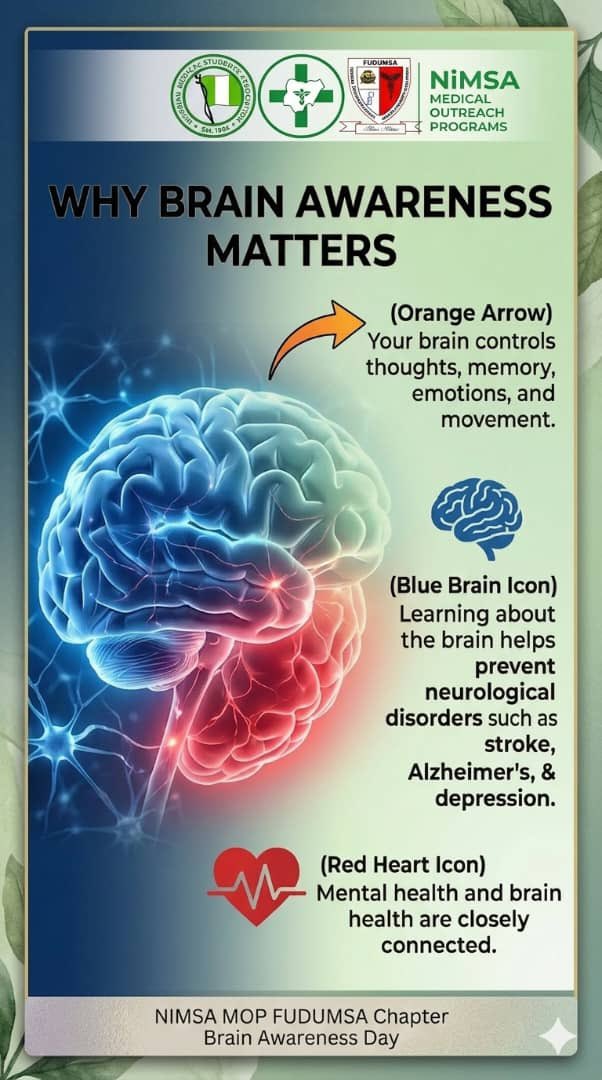 NiMSAOutreaches's tweet photo. *FUDUMSA NIMSA-MOP Presents:*

Brain Awareness Week:* Know Your Brain, Protect Your Mind!

how to protect it, and spread awareness together!

*LO-NIMSA MOP*
*FUDUMSA CHAPTER* https://t.co/42mSYUa8A3