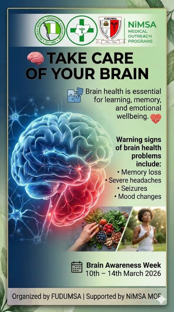 NiMSAOutreaches's tweet photo. *FUDUMSA NIMSA-MOP Presents:*

Brain Awareness Week:* Know Your Brain, Protect Your Mind!

how to protect it, and spread awareness together!

*LO-NIMSA MOP*
*FUDUMSA CHAPTER* https://t.co/42mSYUa8A3