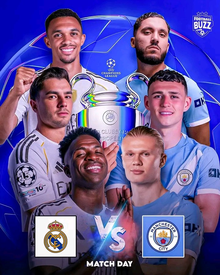 Onweodera_74's tweet image. 🚨 REAL MADRID 🆚 MANCHESTER CITY 

🗓️ Wednesday, 11 March 2026
⏰ GMT - 20:00 | BST - 21:00
🏆 Champions League - Round of 16 (1st Leg)
🏟️ Estadio Bernabéu Stadium, Madrid, Spain

#FootballBuzz #Realmadrid #championsleague #UCL #mancity