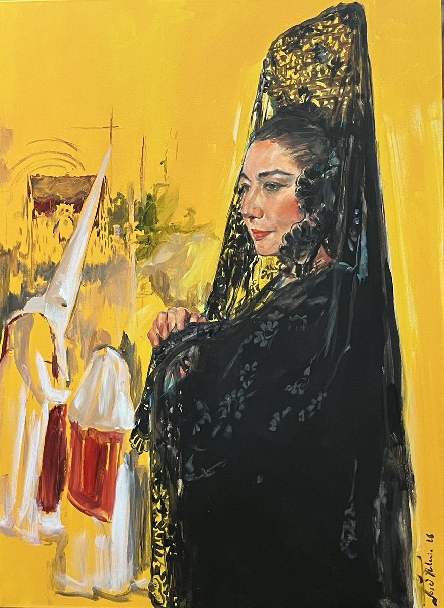 japintor's tweet photo. Cartel 50 Exaltación de la Mantilla de la Asociación Pro-Tradiciones Malagueñas
La Coracha.

Musa, Dña. Dolores Vargas Jiménez 

Técnica mixta sobre lienzo 

100 x 73 cm https://t.co/YGrLI2AK27