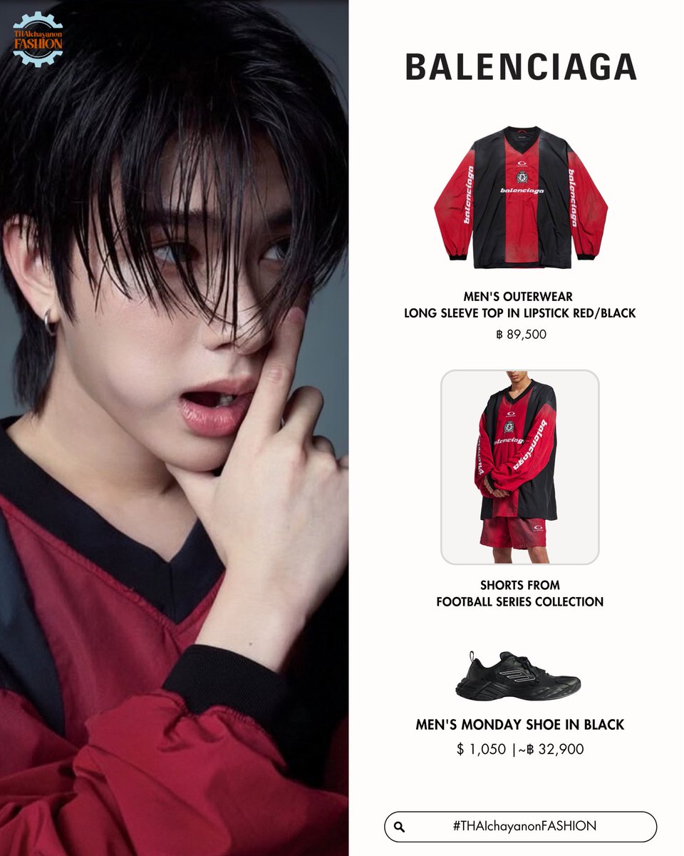 [#THAIchayanonFASHION]
#THAIchayanon <a href="/thaichayanon/">thaichaya</a>

#Balenciaga
- Men’s Outerwear Long Sleeve Top In Lipstick Red/Black
- Shorts From Football Series Collection
- Men’s Monday Shoe In Black

#BUSbecauseofyouishine