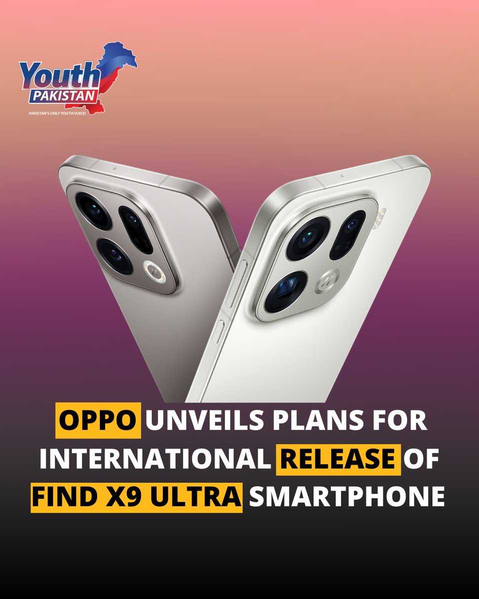 youthpakistan7's tweet image. Oppo has officially confirmed that its flagship Find X9 Ultra will receive a global release later this year.#SmartphoneInnovation #MobileTech #FindX9Ultra #GadgetNews #TechEnthusiasts #OppoSmartphone

youthpakistan.org/2026/03/11/opp…