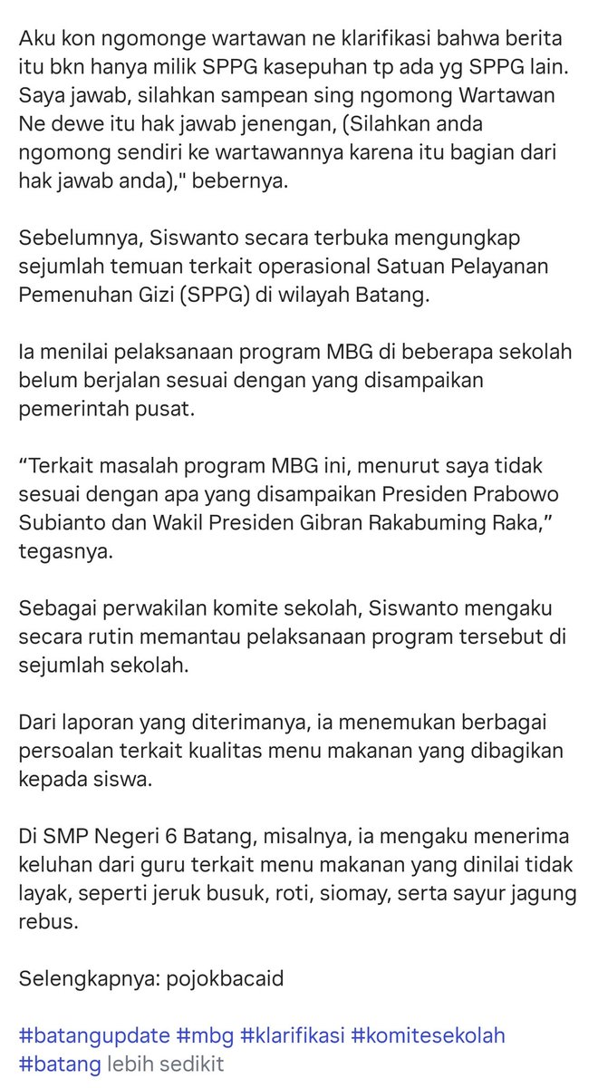 ⚠️ Upaya-upaya Pelestarian Gaya Orba oleh Kubangan Lumpur ⚠️

Kita semua lelah dengan aroma-aroma orba, tapi nampaknya kini ke-orba-orba-an tengah menjadi tren di kalangan kubangan lumpur (SPPG).

Salah satu yang nampak dicontohkan dengan jelas adalah ini, kelakuan kubangan