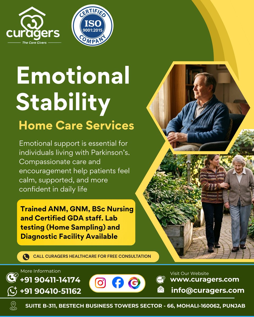 CuragersHealth's tweet image. #Emotionalsupport is essential for individuals living with Parkinson’s.

#CuragersHealthcare provides compassionate home care services that promote emotional stability and confidence in daily life.

📞 +91 90411 14174
📞 +91 90410 51162
🌐 curagers.com
#Curagers