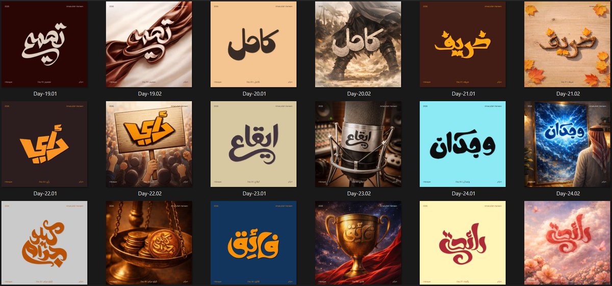 AmatullahHaneen's tweet image. Hibrayer 2026 | Arabic Typography

#Hibrayer
#Hibrayer2026
#ArabicTypography
#ArabicCalligraphy
#LetteringDesign
#حبراير
#حبراير_2026
#Hibrayer
#Hibrayer2026
#hanangraphicdesign