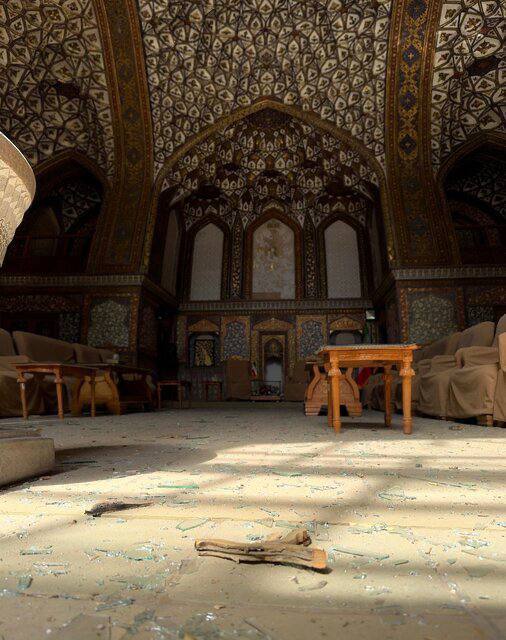🇮🇷 Ashraf Hall in the aftermath of US-Israeli airstrikes. Ashraf Hall ...