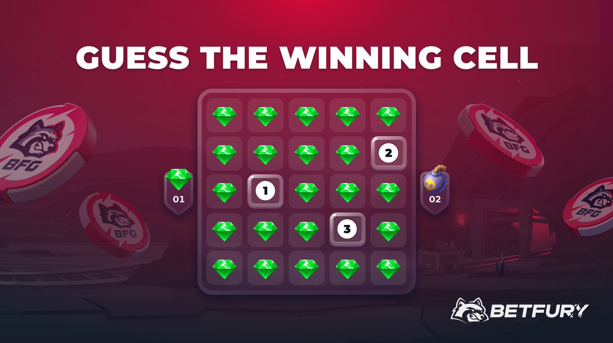 Want to get 1 000 $BFG? Guess the winning cell 🤑

▪ Guess the cell which hides the last 💎
▪ Practice on #Mines ➤ betfury.tv/_Mines
▪ Comment the correct number + your #BetFury username
♡ + ↻

3 lucky users with the correct answer will each get 1 000 BFG on 13.03