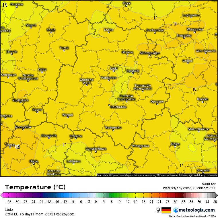 Po dość ciepłej nocy z temp min rzędu 2- 3°C nastał ranek i dzień z bezchmurnym niebem, choć za sprawą pyłu saharyjskiego niebo jest takie zmętnione. Pod wieczór nie można wykluczyć większej ilości chmur chłodnego frontu, ale dalej bez opadów. Temp max wzrośnie do 16- 17°C 😁